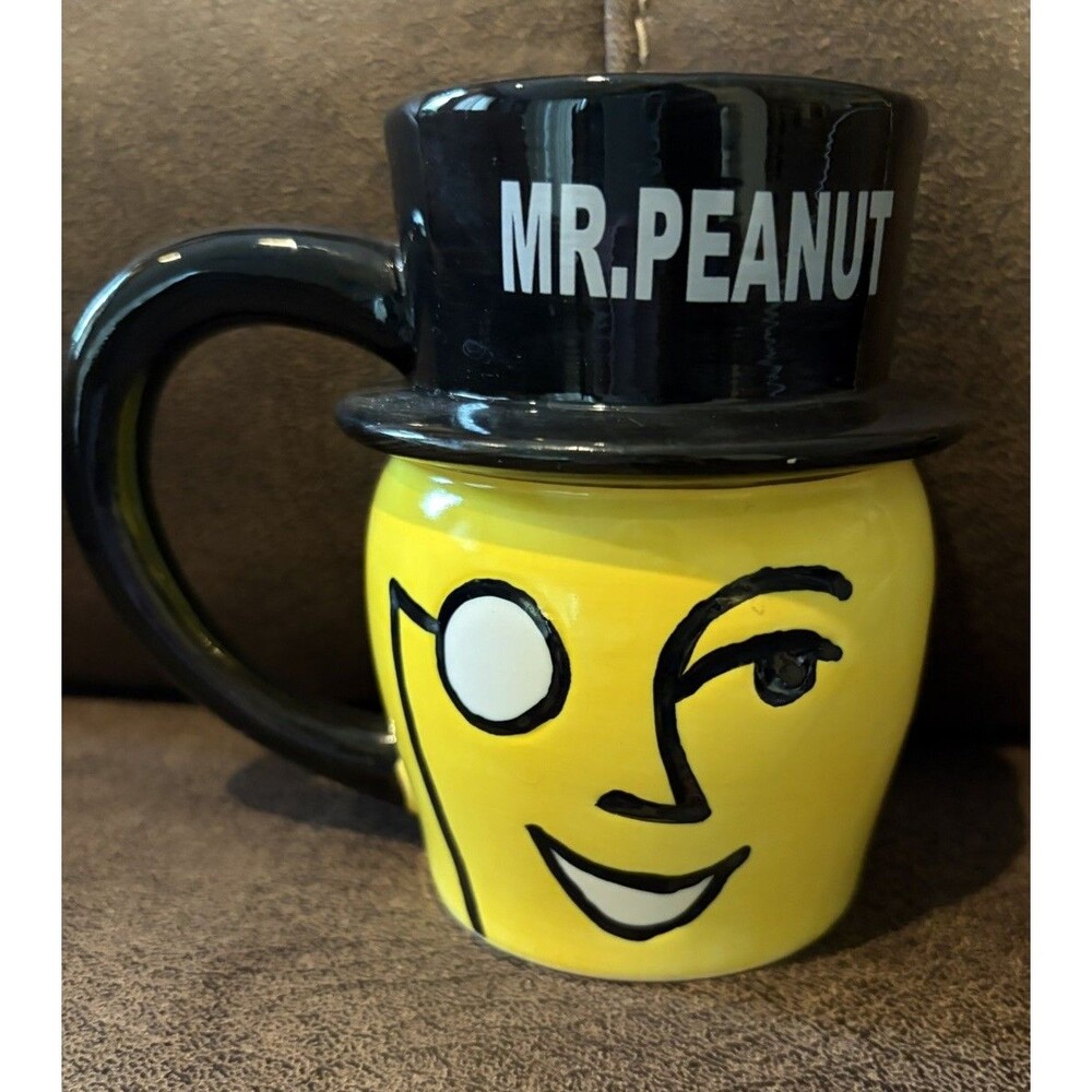 Planters Mr. Peanut Ceramic Coffee Mug Cup Yellow Y2K Retro